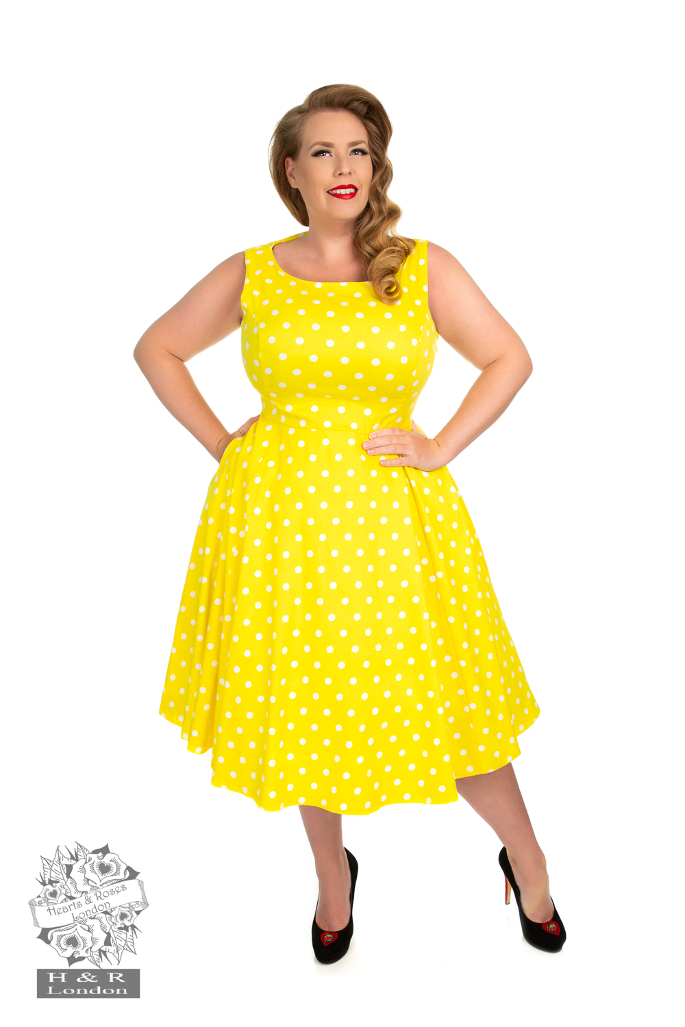 Nina Polka Dot Swing Dress in Extended Sizing